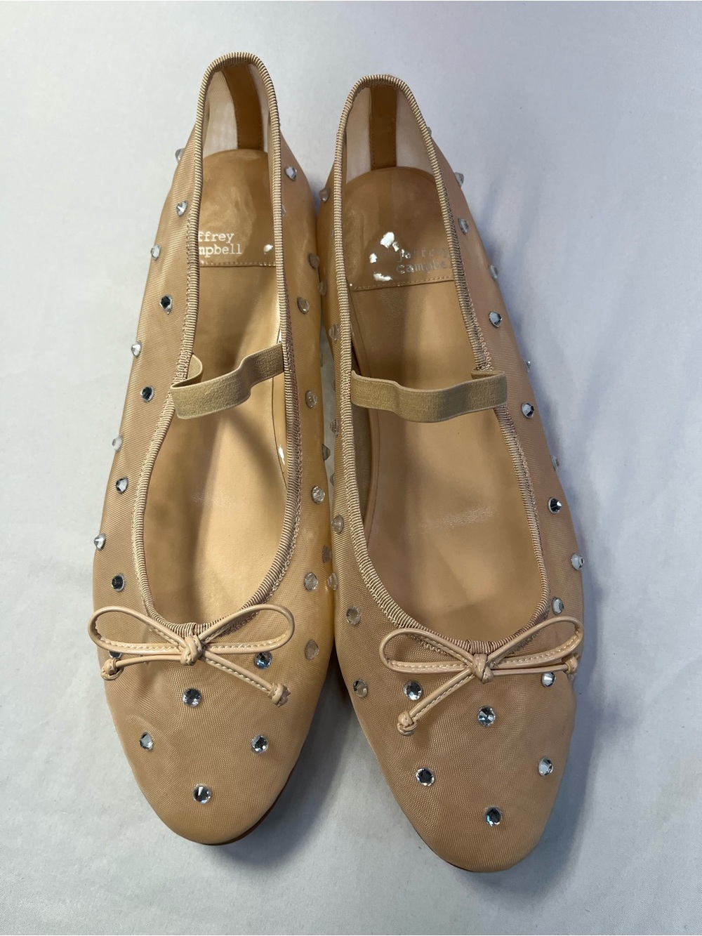 Jeffrey Campbell Releve Mary Jane Ballet Flats 11 Mesh Crystal Embellished NEW - Picture 4 of 11